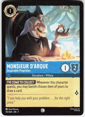 Monsieur D'Arque Despicable Proprietor 157/204 Archazia's Island Disney Lorcana