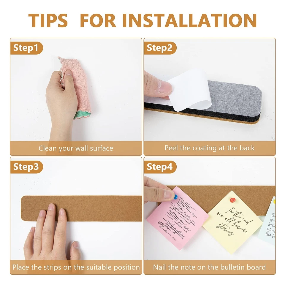 Felt Pin Board Bar Strips Bulletin Board for Bedrooms Offices Home Wall Decor... - Image 2 of 4