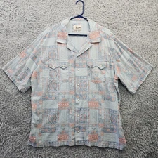 Wrangler Shirt Mens XL Sawtooth Paisley Western Pearl Snap Hawaiian Loop Collar