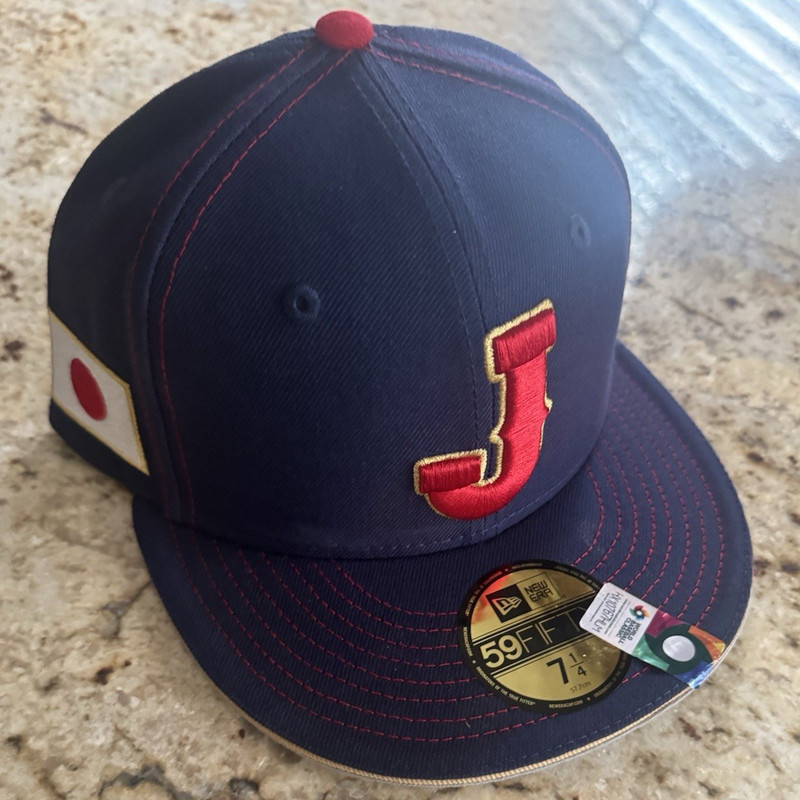New Era 59FIFTY Fitted Baseball Cap Navy/Red Japan WBC "J" Men’s 7 1/4