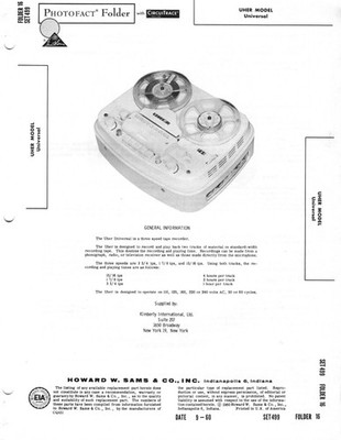 Uher - Model -Universal - Reel Recorder - Original Service Manual -1960