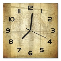 Design-Wanduhr Mit Leisem Uhrwerk Alte Weltkarte Schwarze Zeiger 30X30 Cm