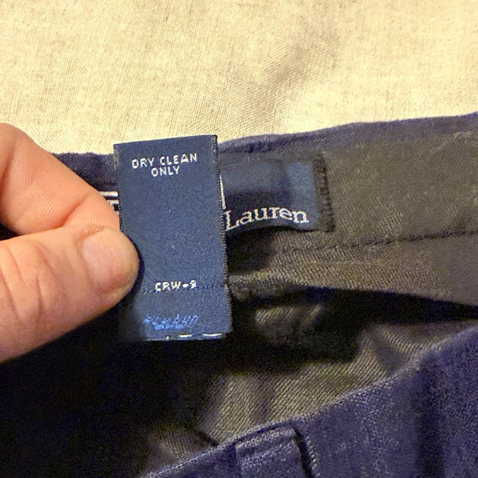 Vntg Polo by Ralph Lauren Linen/Cortton Blend Trousers Pants 34x32 Navy - Image 3 of 4