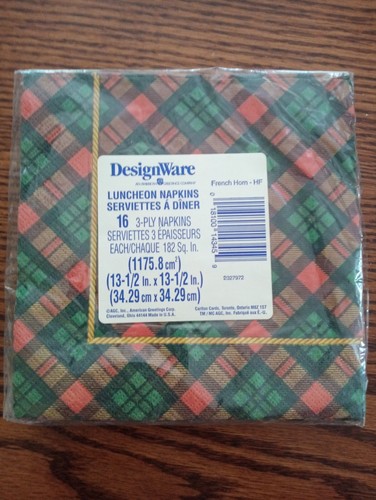 16 Vintage Weihnachten Französisch Horn Karo Papierservietten Decoupage 13 1/2" - Bild 2 von 2