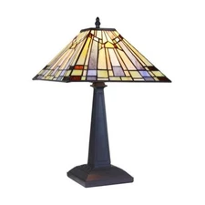 CHLOE Lighting KINSEY Mission Tiffany-Style Blackish Bronze 1 Light Table...