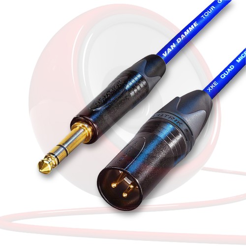 Van Damme & Neutrik STARQUAD Gold Male XLR to 1/4" TRS Jack Cable. Balanced Lead - Picture 7 of 9