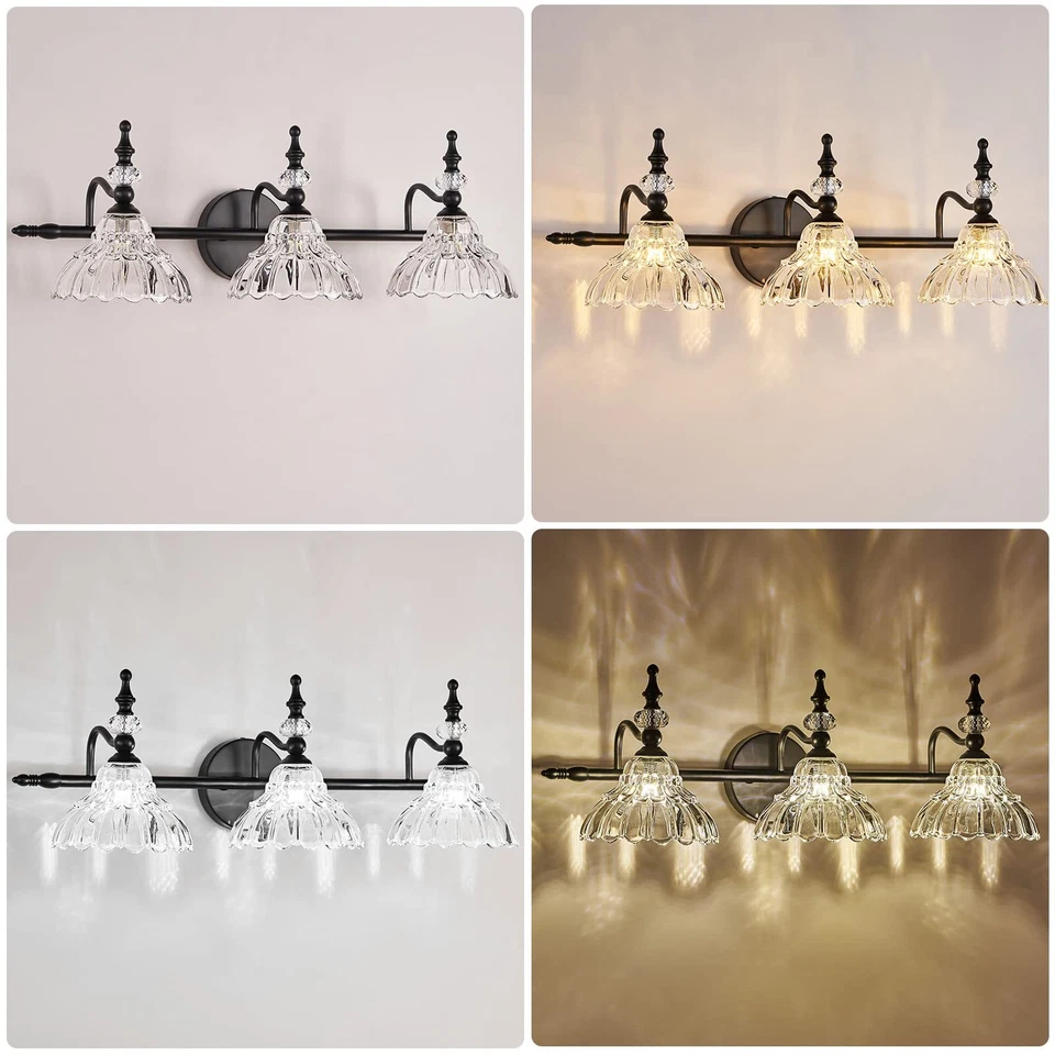 Bathroom Vanity Lights Bathroom Lighting Fixtures Over Mirror Matte Black 3 L... - Image 4 of 4