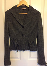 Liu Jo Wool Grey Blazer Coat Size M Womens Waist Tie Buttoned Rrp £245.00