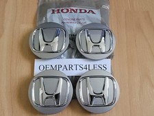 Set Of 4 Genuine Oem Honda 62mm2 38 Silver Center Caps Pn 44732-tva-a