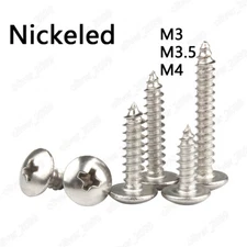Nickeled Steel Phillips Cross Truss Head Self Tapping Screws M3 M3.5 M4