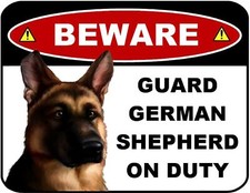 Blinking Red LED Beware Guard German Shepherd on Duty 11.5" x 9" Laminated Sign