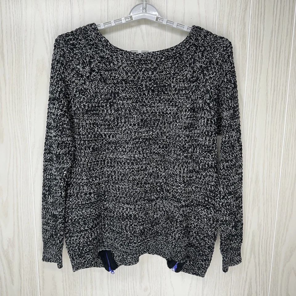 Suéter Dots Mujer 2X Negro Blanco Mármol Tejido Abierto Detalle Cremallera Manga Larga Foto 4 de 4