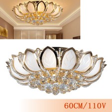 LED Ceiling Lamp Light Fixture Flush Mount Metal Gold FLuxery Crystal Chandelier
