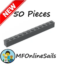 *NEW* 50x Genuine LEGO 1x12 Bricks - Dark Bluish Gray- Piece # 6112 Bulk Long