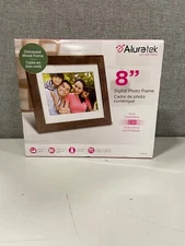 Aluratek 8" Digital Photo Frame - Distressed Wood Frame