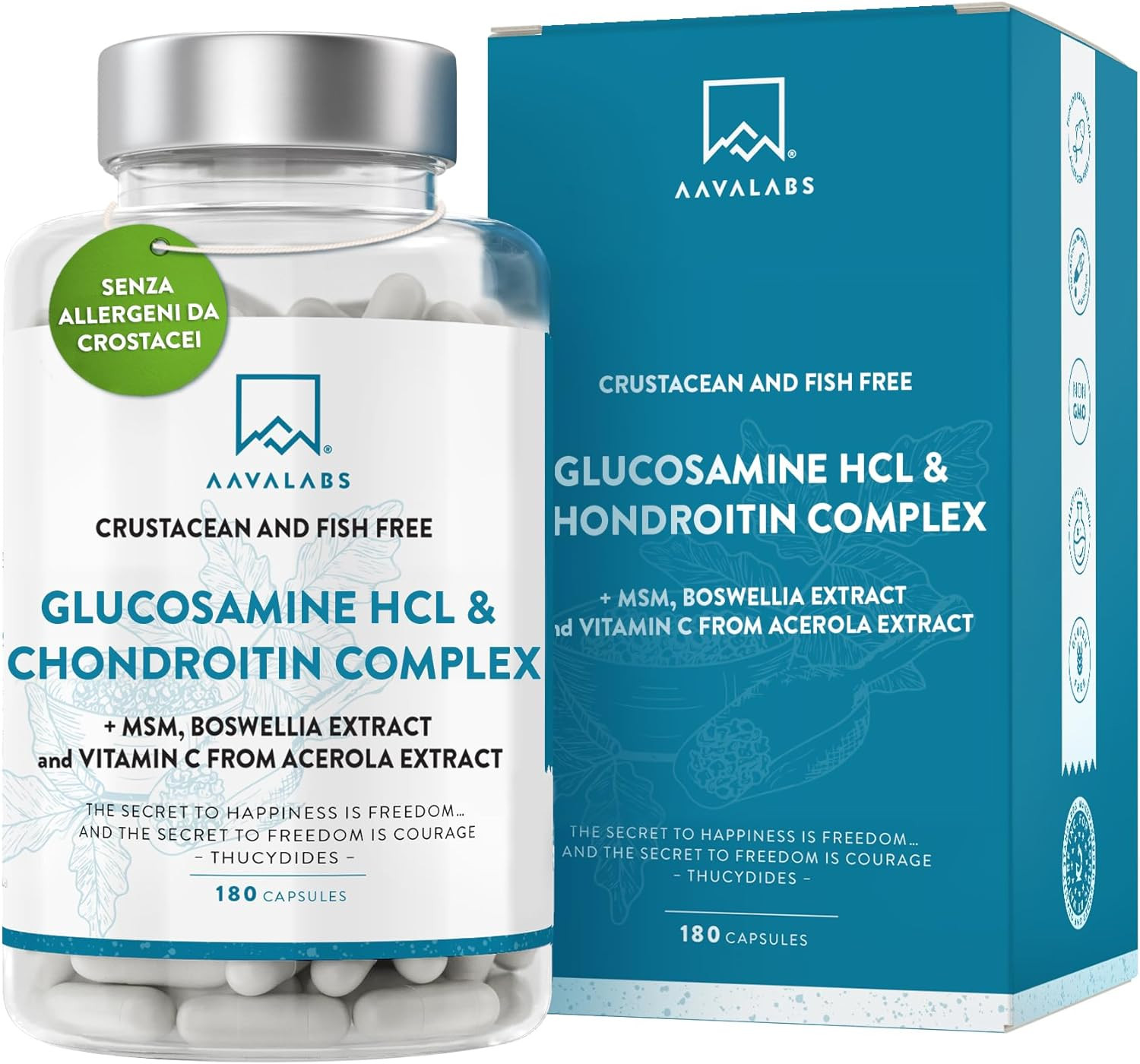 Glucosamina Condroitina MSM Integratore Alto Dosaggio 180 Capsule
