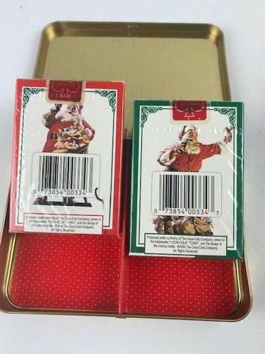 Coca-Cola Nostalgia Playing Cards, 2 Decks of Cards in Metal Tin, Made USA, 1994 - Picture 3 of 6