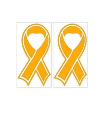 2 -2.25"x4" GOLD Ribbon-CHILDHOOD Cancer Awareness-Vinyl Decal sticker cell