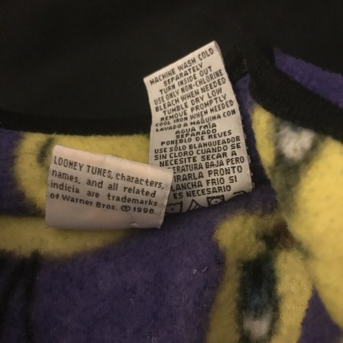 Vintage Kids Clothing Tweety Bird 4T Fleece Half Zip 1998 Purple Looney Tunes - Picture 6 of 12