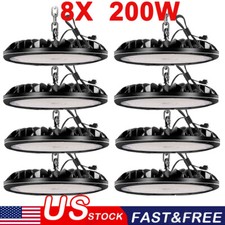 8 Pack 200W UFO LED High Bay Light Shop Lights Industrial Factory Warehouse Lamp