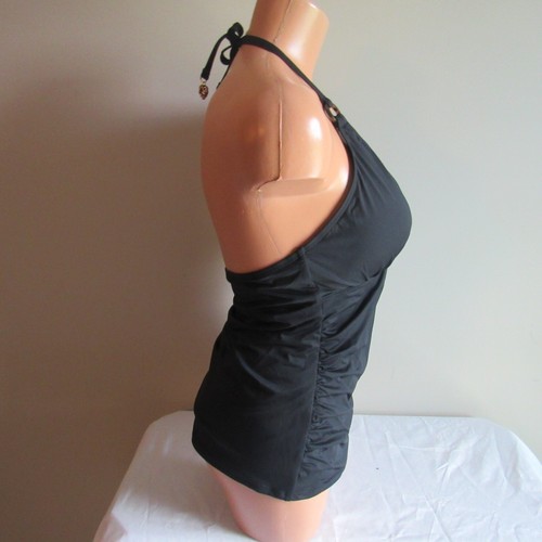 Tommy Bahama Pearl Novelty Halter Tankini Swim Top Black S NWOT - Picture 3 of 5