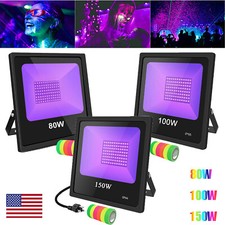 80W 100W 150W LED UV Black Light Stage Floodlight Party DJ Club IP66 Free Tapes