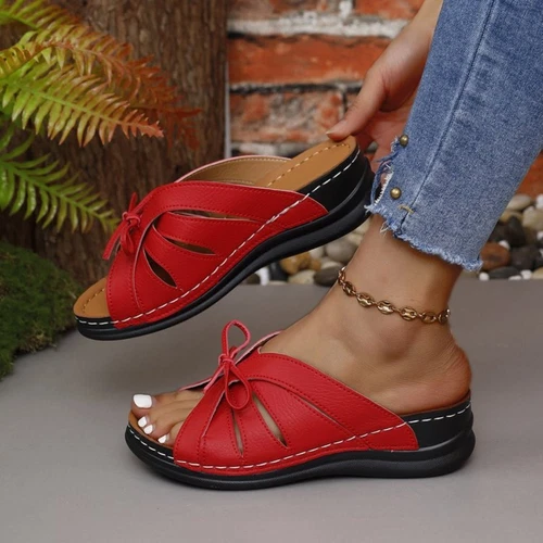 Womens Slip On Slippers Open Toe Strappy Low Heel Sandals - Picture 5 of 25