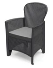 1 Anthracite FOLIA Rattan Look Plastic Garden Armchair Cushion Outdoor Furniture
