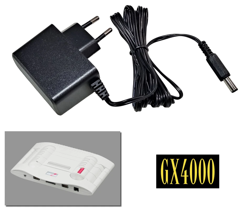 RETRO GAME SUPPLY Alimentation pour Amstrad GX-4000 - Cable de 2m - Adaptateur Secteur Console