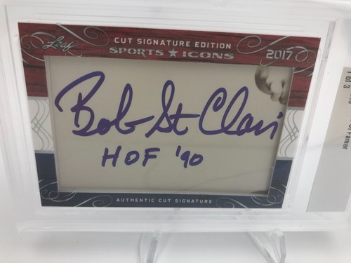BOB ST. CLAIR RARE/3 CUT AUTO Card 2017 Leaf Sports Icons Signed SF 49ERS HOF - Picture 5 of 9