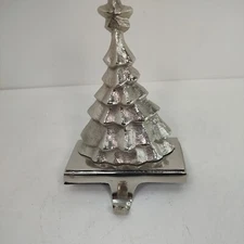 Silver Color Metal CHRISTMAS TREE STOCKING HANGER 6" tall 