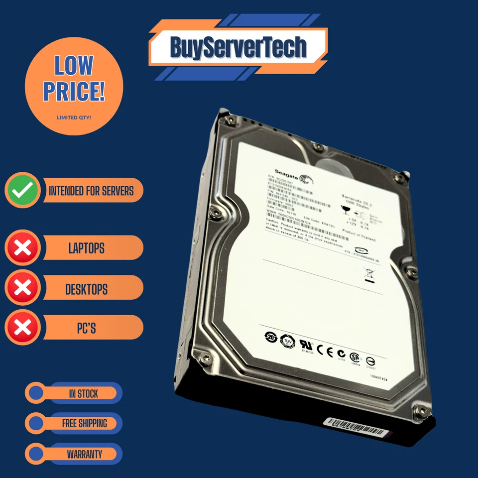 Seagate ST31000640SS 1TB 7.2K 3.5" SAS 3Gb/s HDD Barracuda ES.2 | 0 Hours | 1YR - Image 2 of 4