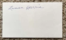 Luman Lum Harris signed card - A's Senators Mgr Astros Braves - light crease