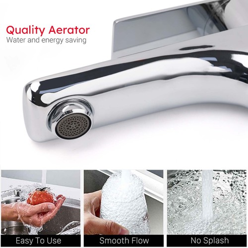 WELS Round Bathroom Basin Mixer Tap Vanity Sink Faucet Round Spout Chrome Black - Picture 8 of 24