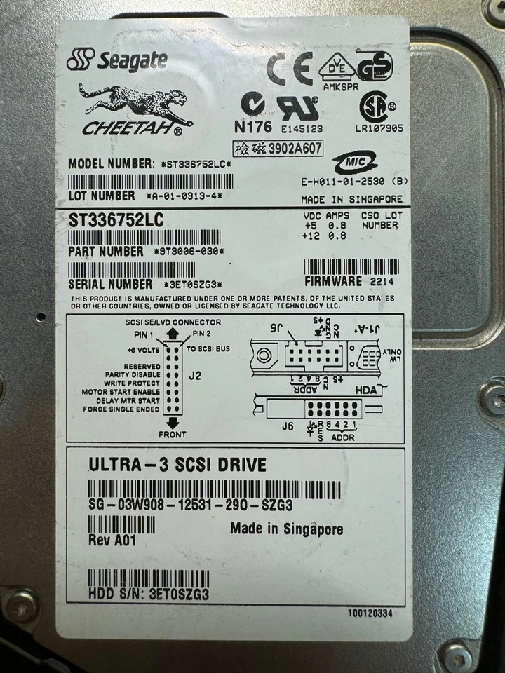 SEAGATE ST336752LC 9T3006-030 36GB 15K RPM 8MB 160MBps SCSI 80pin SCA-2 Hot-Swap - Image 2 of 4