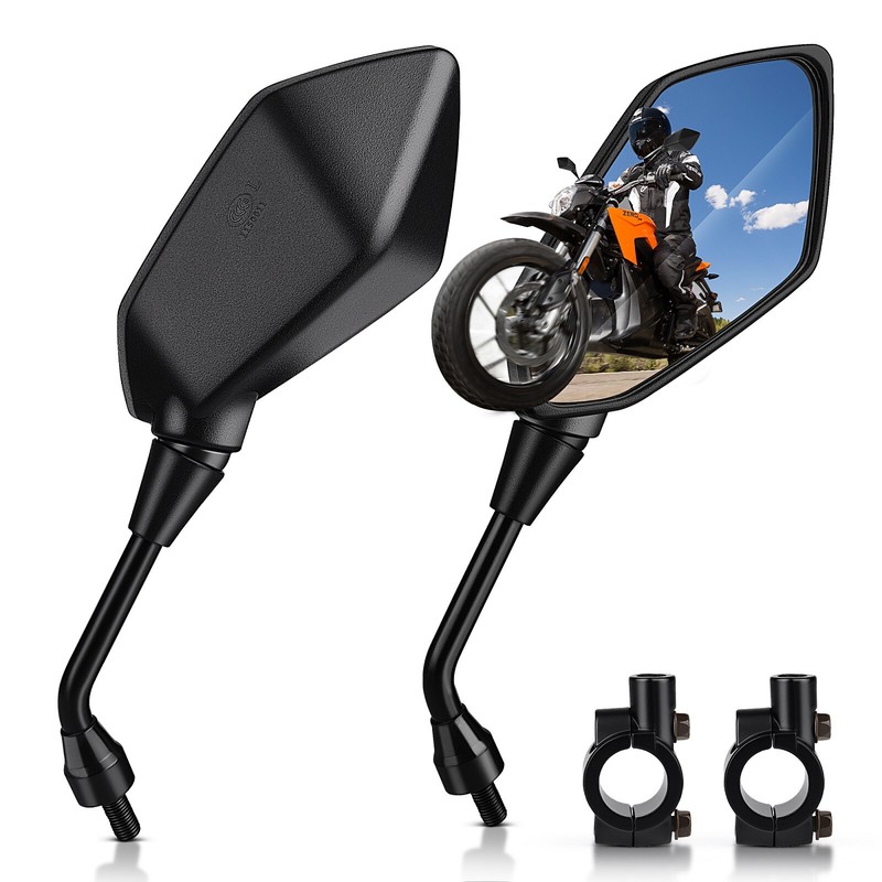 2PCS Rearview Side Mirrors Pair Motorcycle Motorbike 7/8" Handle Bar Clamps