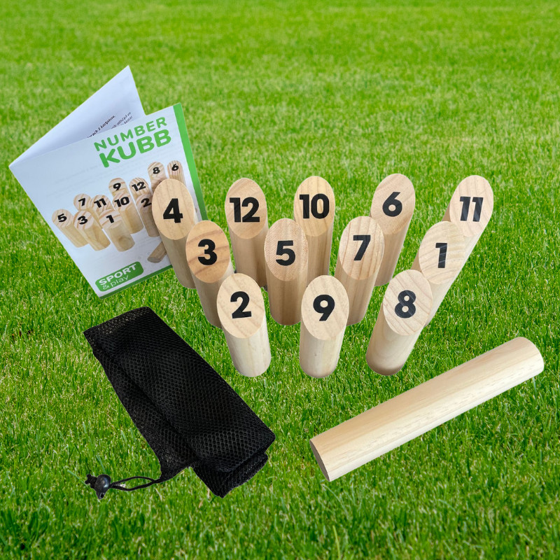 Vidaxl Number Kubb Game Set Wood Solid Pine Wooden Original Garden Indoor Game - Image 2