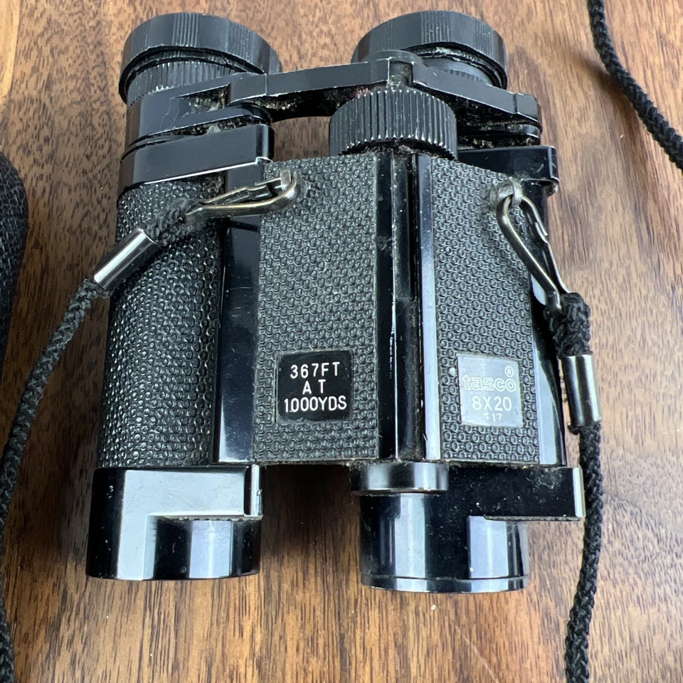 Vintage Tasco 8x20 Premium Pocket Binoculars Roof Prism BAK-4 J-B15 Black - Image 2 of 4