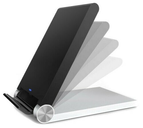 SILVER BLACK 3-COIL QI WIRELESS CHARGER PAD FOLDING ADJUSTABLE STAND FOR PHONE - Picture 6 of 12