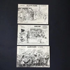 3 postcards Nantes WHITE BUTTER departure restaurant aperitif meal postcard series