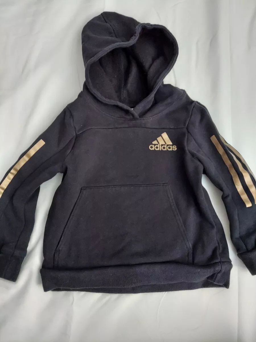 Adidas Boys 3T BLACK AND GOLD Sweater Hoodie