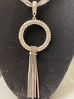 Vintage necklace 4 Strand Faceted box chain modernist AB crystals Pendant 36” — photo 2