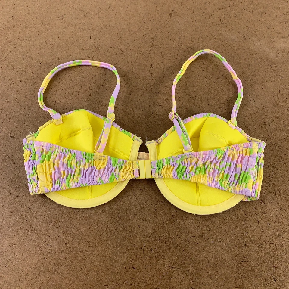Nuevo top de natación de bikini con aros fruncido estampado floral amarillo talla 36C de ASOS para mujer Foto 3 de 4