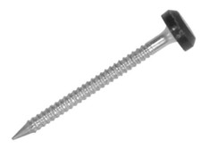 25 x 50mm Poly Top Nails Plastic Large Head Stainless Steel Polytop Black Upvc