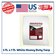 5 ft. x 7 ft. White Heavy-Duty Tarp – Waterproof, Tear-Resistant Cover