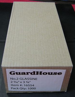 GUARDHOUSE BRAND GLASSINE ENVELOPE SIZE #2. BOX OF 1000 COUNT. 2 5/16'' x 3 5/8'' 