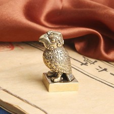Brass Bird Seal Figurine  Style Copper Carving Collectible Tea Pet Decor