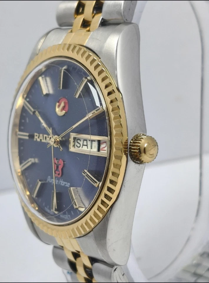 Винтажный Rado фиолетовый лошадь 2 тона рифленый синий циферблат оригинальный 2878 ETA - Изображение 4 из 4