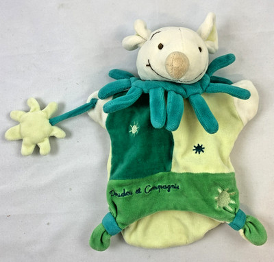 Doudou et Compagnie Paris Schnuffeltuch Maus grün gelb Schmusetuch guter Zustand