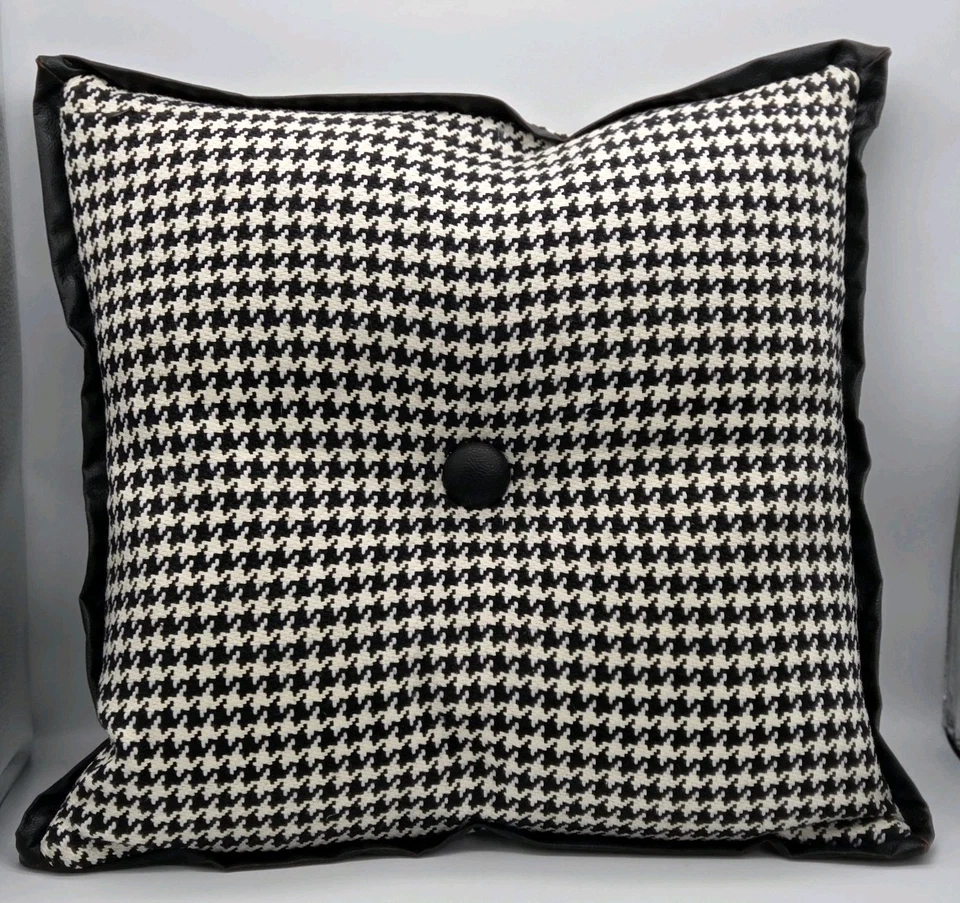 Juego de 2 almohadas decorativas Bella Rose pata de gallo negro blanco marfil Foto 4 de 4